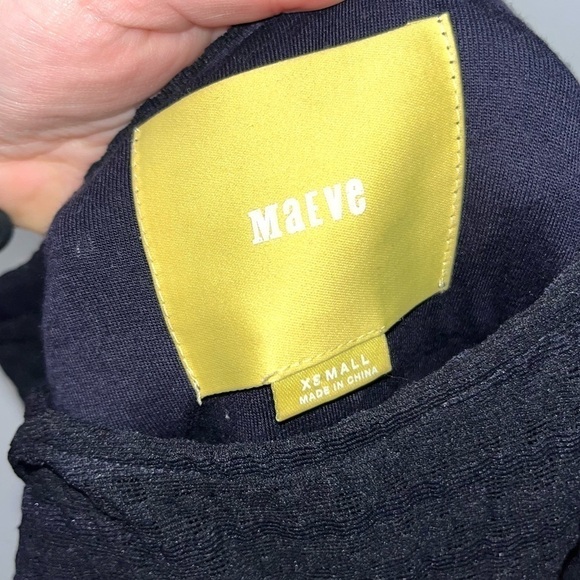 MAEVE Anthropologie Sheath Mini Dress Women’s Navy Blue Textured Short Sleeve XS - Picture 3 of 11